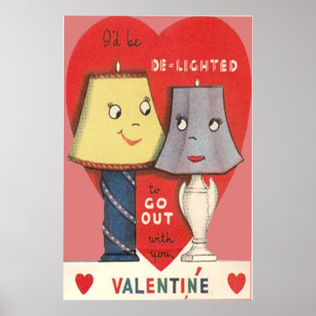 Affiche Lampe de cœur drôle et bizarre pour la Saint-Valen (Devant)