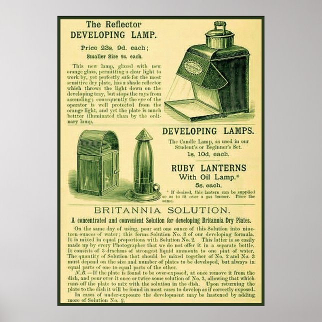 Affiche Lampe de développement réflecteur ~ Vintage Ad (Devant)