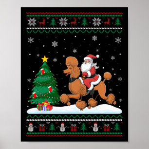 Affiche Lampe de Noël moche Noël Père Noël Riding Poodle