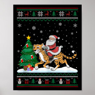 Affiche Lampe de Noël moche Xmas Père Noël équitation Chee