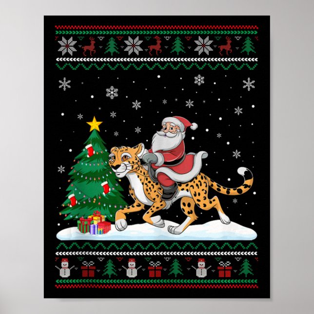 Affiche Lampe de Noël moche Xmas Père Noël équitation Chee (Devant)