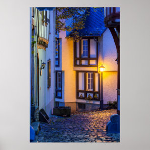 Affiche Lampe de rue Lit sur la rue Cobbled