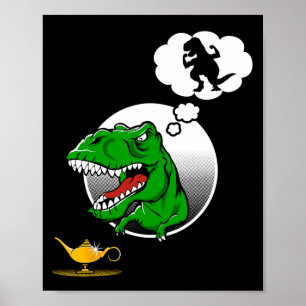 Affiche Lampe Génie de Blague Drôle Bras Courts Dinosaure 