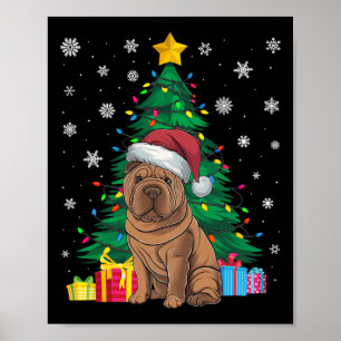 Affiche Lampes d'arbre de Noël doux et moche Shar Pei Chie