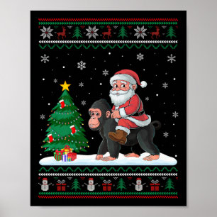 Affiche Lampes de Noël moches Noël Père Noël Riding Ape