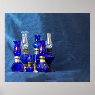 Affiche Lampes en verre bleu
