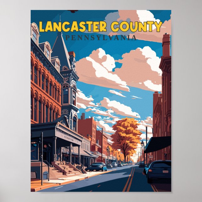 Affiche Lancaster Comté Pennsylvanie États-Unis voyage vin (Devant)