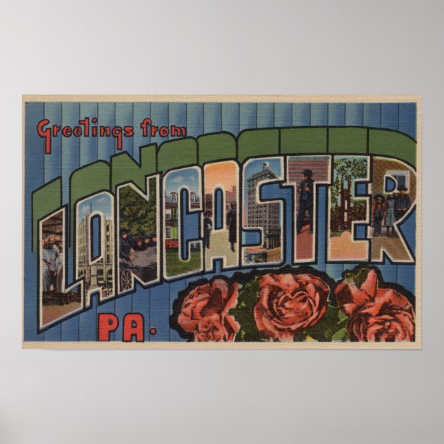 Affiche Lancaster, Pennsylvanie - Scènes de grandes lettre (Devant)