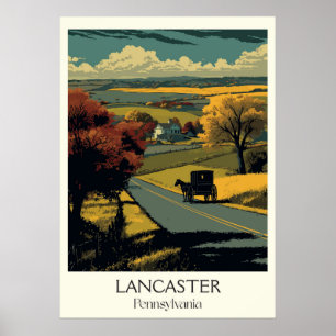 Affiche Lancaster Pennsylvanie Vintage Amish Country Art