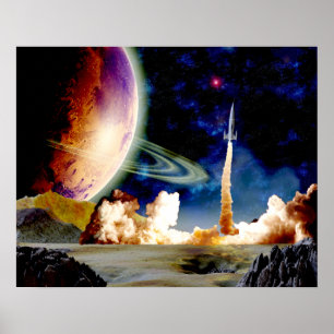 Affiche Lancement de fusée