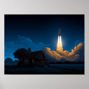 Affiche Lancement de la fusée de la navette spatiale la nu