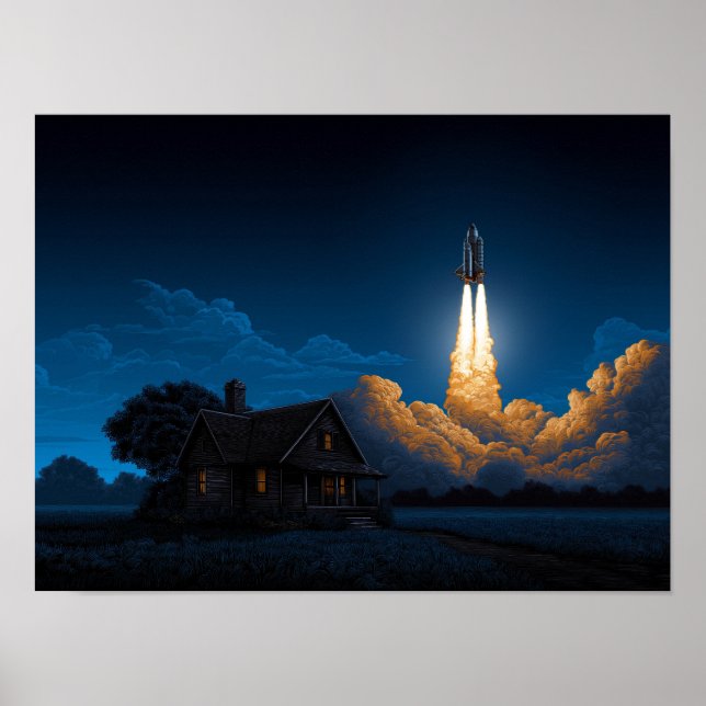 Affiche Lancement de la fusée de la navette spatiale la nu (Devant)