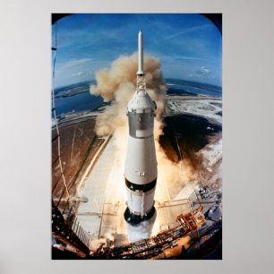 Affiche Lancement de la fusée Saturn V en 1969, vaisseau s