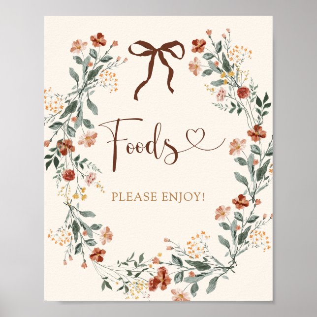 Affiche Lancement de mariage Coquette Bow Automne Fleur Sa (Devant)
