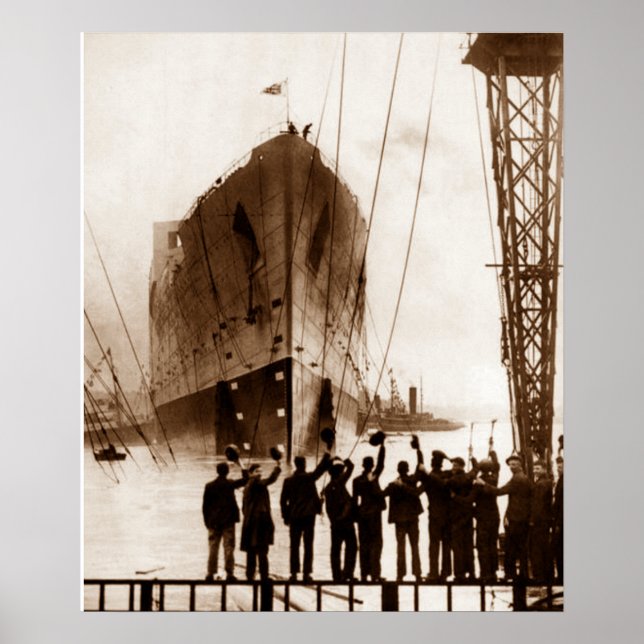 Affiche Lancement du Titanic vers sepia 1912 (Devant)