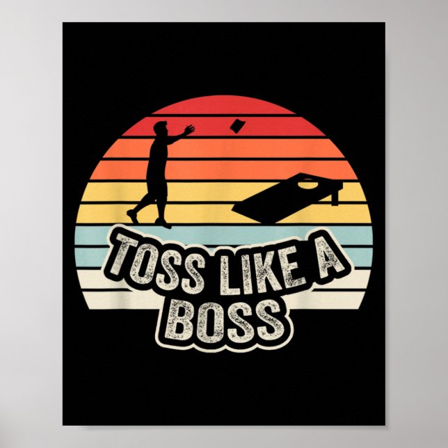 Affiche Lancer Comme Un Patron Joueur De Cornhole Drôle Ré (Devant)