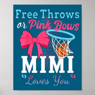 Affiche Lancer de basketball avec des rubans roses mimi t'