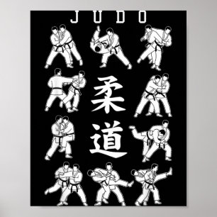 Affiche Lancer de judo MMA arts martiaux mixtes Kanji Gi