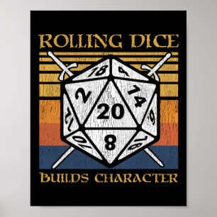Affiche Lancer les dés construit le caractère drôle Rpg Ta