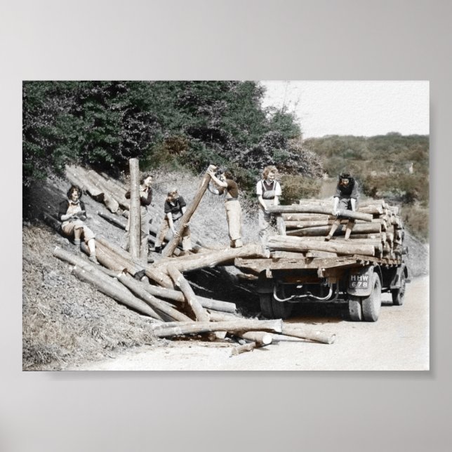 Affiche Land Girls Hauling Logs 2ÈME GUERRE MONDIALE (Devant)