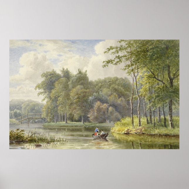 Affiche Landschap a rencontré Figuren à een Roeibootje Vin (Devant)