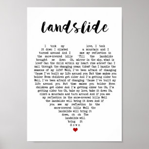 Affiche Landslide Wall Art Chanson Lyrique Coeur Imprimer