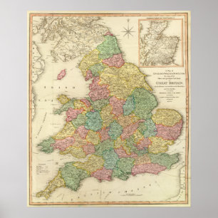 Affiche L'Angleterre, Pays de Galles, Ecosse