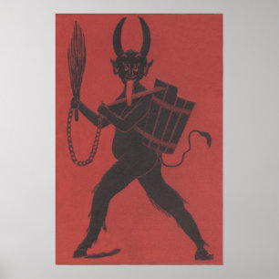 Affiche Langue de chaîne du commutateur Krampus rouge