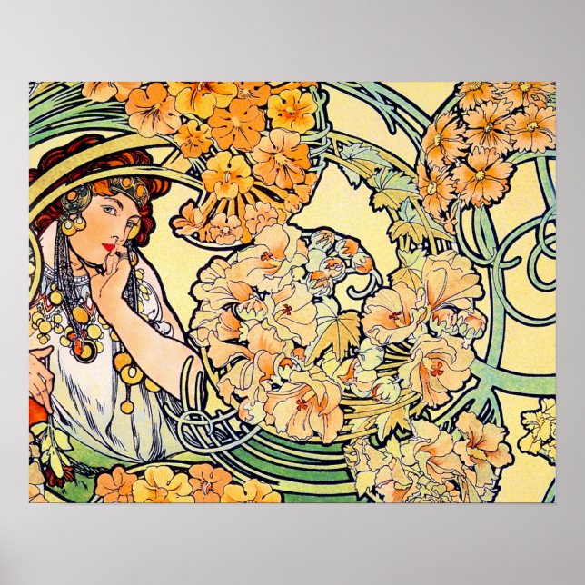 Affiche Langue des fleurs par Alphonse Mucha (Devant)
