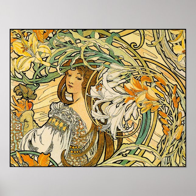 Affiche Langue des fleurs par Alphonse Mucha (Devant)