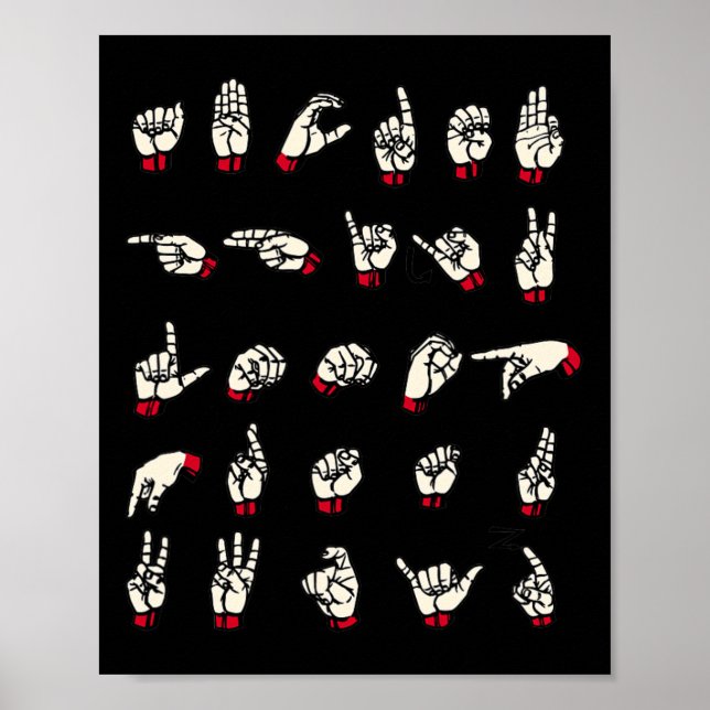 Affiche Langue des signes - Alphabet A à Z ASL Sourds (Devant)