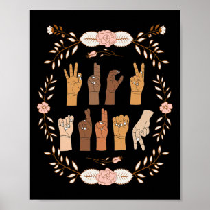Affiche Langue des signes anti-Trump asl Fleur Funny