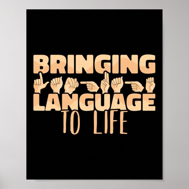 Affiche Langue Des Signes Apportant Le Langage À Vie Asl (Devant)