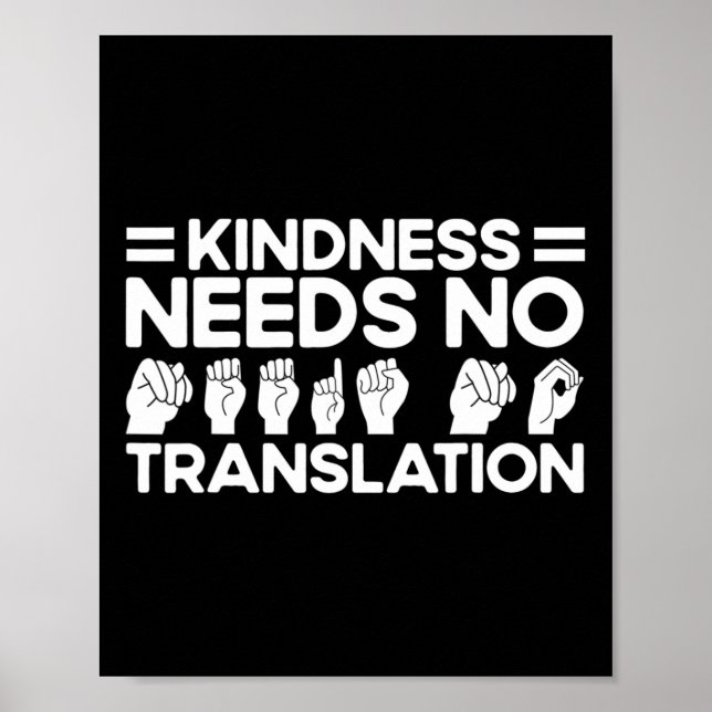 Affiche Langue Des Signes Asl Besoin De Bonne Traduction (Devant)