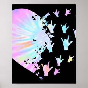 Affiche Langue des signes Coeur support Tendance Sourde se