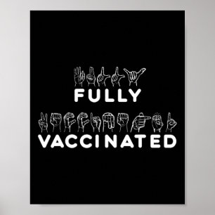 Affiche Langue des signes de la main entièrement vaccinée 