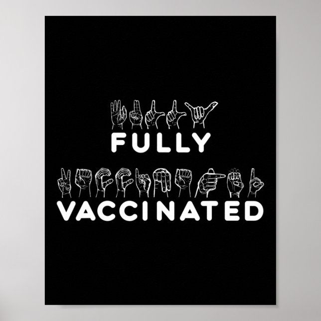 Affiche Langue des signes de la main entièrement vaccinée  (Devant)