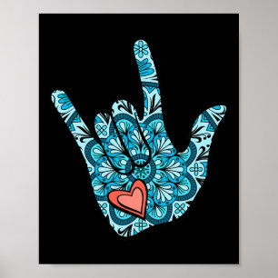 Affiche Langue des signes geste Je t'aime cœur Sensibilisa