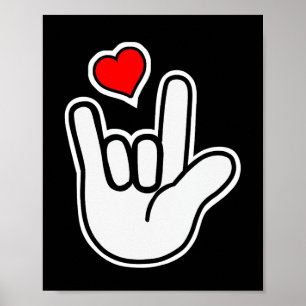 Affiche Langue des signes I Love You Sign