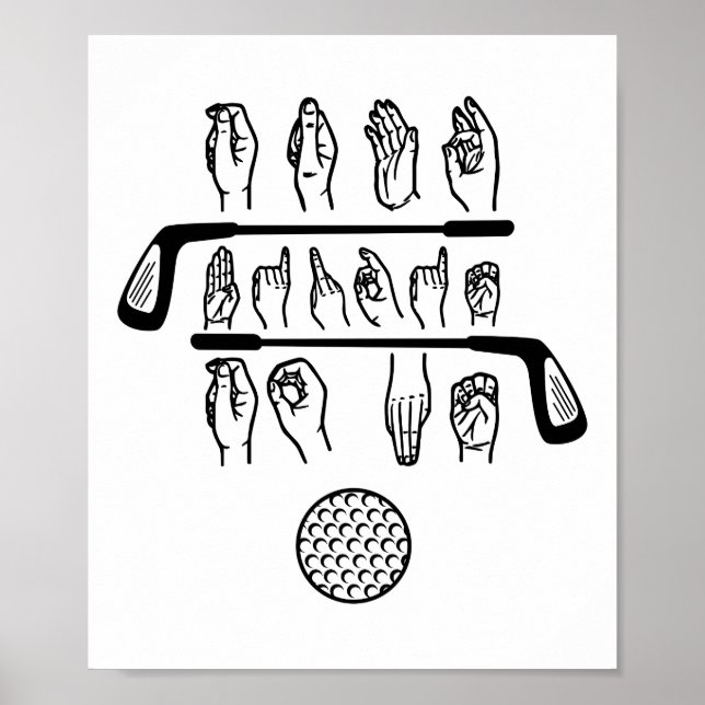 Affiche Langue Des Signes Parler Birdie À Moi Drôle Golf G (Devant)