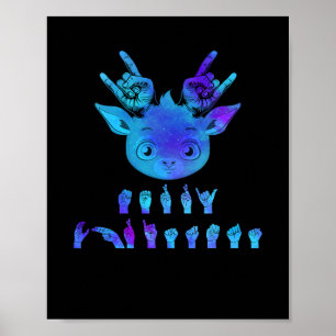 Affiche Langue Sourds Reindeer de Noël Sourds Asl Lauréats