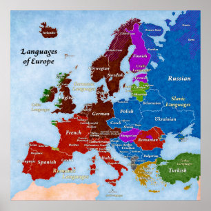 Affiche Langues d'affiche de l'Europe