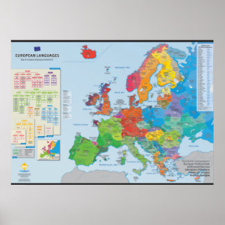 Affiche "Langues européennes" : Carte des langues d'Europe