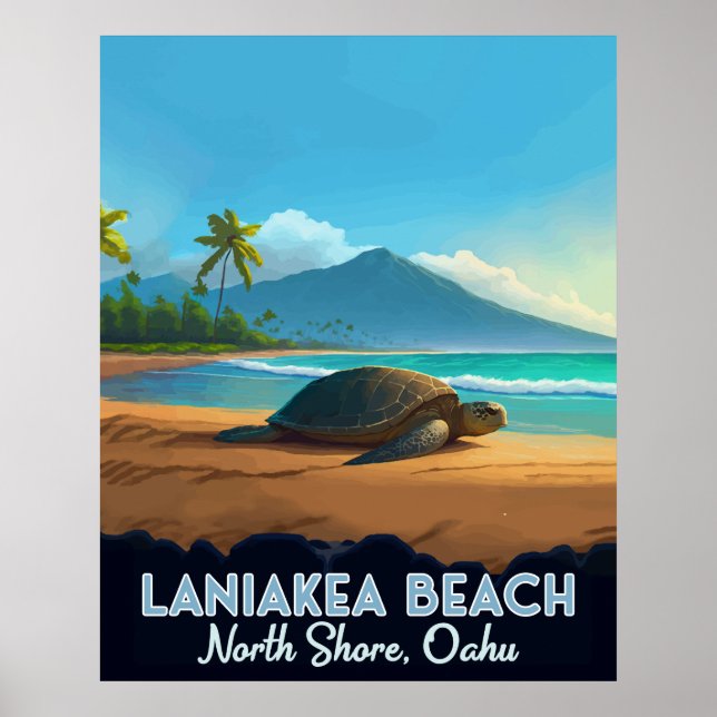 Affiche Laniakea Beach Haleiwa Oahu Hawaii Turtle (Devant)