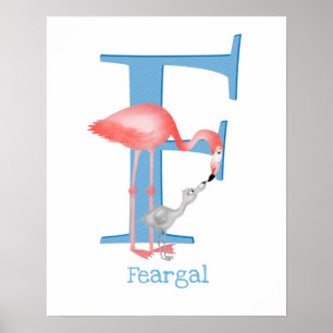 Affiche L'animal ABC F est destiné à l'impression flamingo