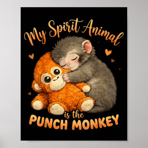 Affiche L'animal spirituel est le singe punch pelucheux qu