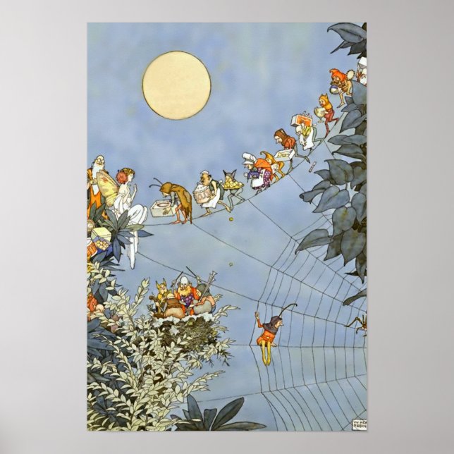 Affiche « L'anniversaire de la fée » par Heath Robinson (Devant)