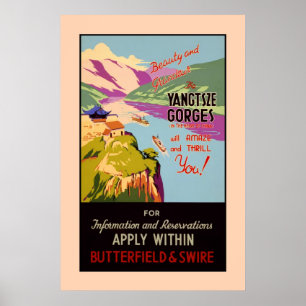Affiche L'annonce de Vintage voyage le Yang Tsé Kiang
