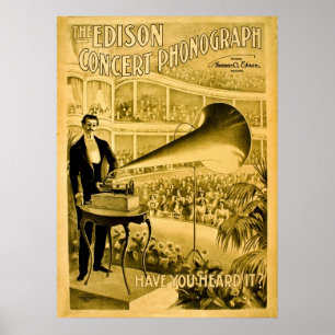 Affiche L'annonce vintage de phonographe de concert