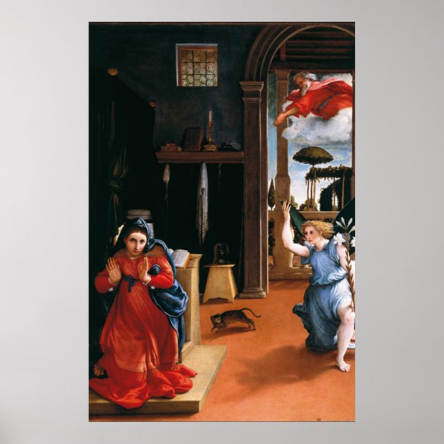 Affiche L'ANNONCIATION DE RECANATI par Lorenzo Lotto (Devant)